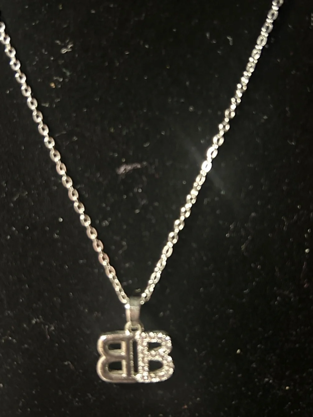 Silver Double-B Pendant Necklace - Elegant Women’s Jewelry - Picture 4 of 5